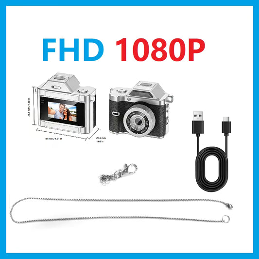 2026 FHD Retro Mini Keychain Camera Compact Thumb Pocket Digital Cam 1080P CCD Flash Magnetic Mount for Kids Travel Gift